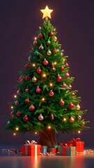 Obraz premium Christmas tree illustration. Generative AI