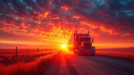Fototapeta premium Solitary Trucker on Open Highway