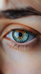 A closeup of a persons eye with a single tear, conveying a deep emotional moment, soft lighting