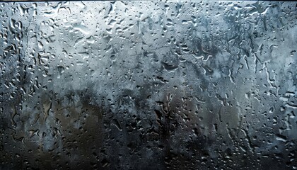 Fototapeta premium Rainy window with condensation and droplets serving as a wet glass texture or background