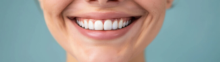 Fototapeta premium A closeup of a persons face showing a genuine smile, the eyes crinkling with joy, natural lighting