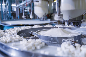 Modern Machinery Processing Sugar in a Clean Refinery