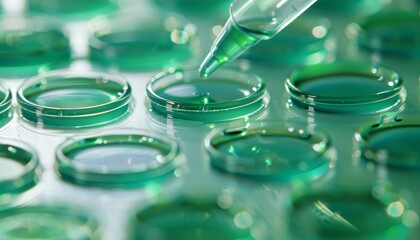 Scientist used a colony counter in the laboratory to detect metallic green sheen colonies of Escherichia coli E coli on Eosin Methylene Blue EMB Agar in a Petr