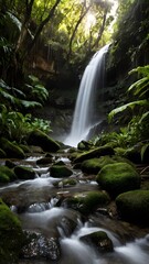 Obraz premium waterfall in the forest, ai generated