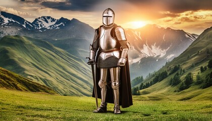 Ephesians - The Armor of God. The Knight wearing Armor of God based on Bible text in Ephesians 6. 
Breastplate of Righteousness and Shield of Faith. 