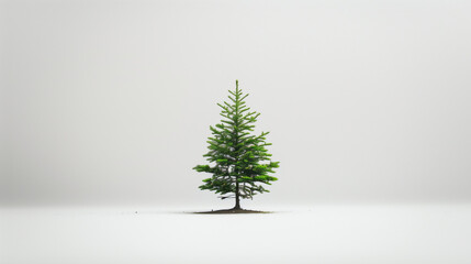 Isolated green Norfolk spruce on a clean background, with a precise cut in shape giving it a distinctive appearance.