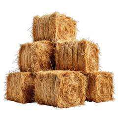 A stack of hay bales isolated on a transparent background.
