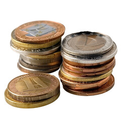 Stack of coins isolated on white background