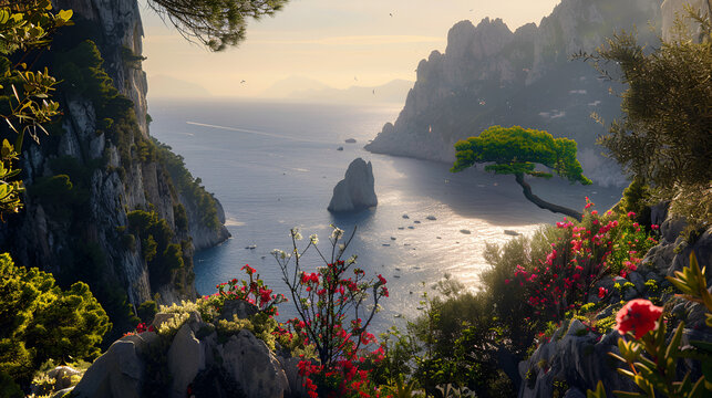 Hyper-Realistic Landscape View from Villa Lysis in Capri