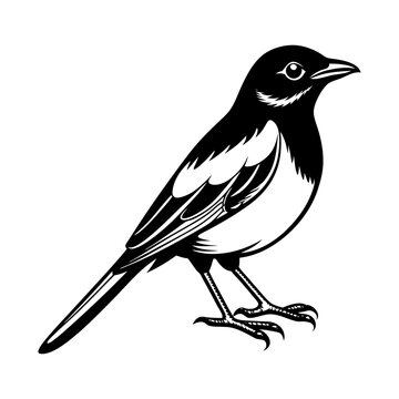 recommend clip art: A Highly Detailed Oriental Magpie Robin Silhouette