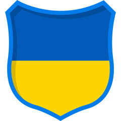 Ukrainian Flag in Shield. Flag of Ukraine. Ukrainian flag symbol. Vector Illustration