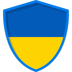 Ukrainian Flag in Shield. Flag of Ukraine. Ukrainian flag symbol. Vector Illustration