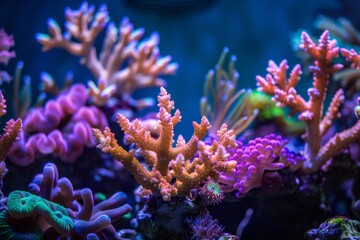 A vibrant coral reef with a variety of colorful corals. Colorful coral reef of the underwater world