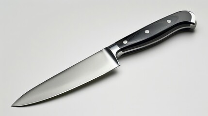 Fototapeta premium Chef's Knife: Capture a high-quality chef's knife isolated on white. Emphasize its sharp blade and utility in professional cooking.