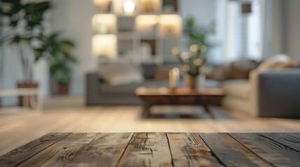 Blurred background of a tabletop in a living room