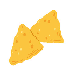 Nachos in cartoon flat style isolated on white background. Vector illustration with Mexican traditional food.