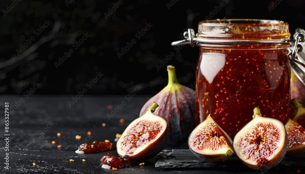 Sticker Sweet fig jam in black jar