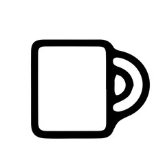 Mug in doodle style isolated on white background. Signature icon. Outline vector illustration. Can be used as an icon or symbol. Decorative element. Hand drawn black sketch.