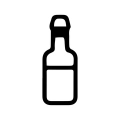 Bottle in doodle style isolated on white background. Signature icon. Outline vector illustration. Can be used as an icon or symbol. Decorative element. Hand drawn black sketch.