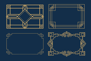 Art Deco frames minimalist collection. Modern minimal style illustration. Elegant luxoryous borders and frames, vector template design