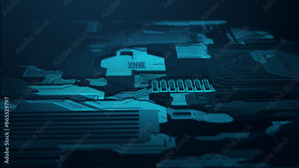Wall mural abstract technological background. digital information. the concept of big data. 3d rendering.