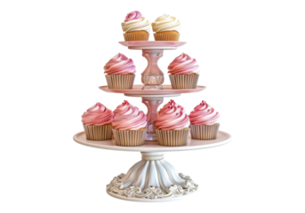 Cupcake stand isolated on transparent background.