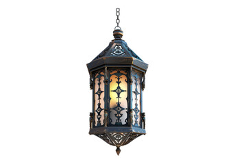 Decorative hanging lantern isolated on transparent background.