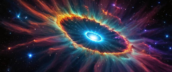 Obraz premium Illustrative depiction of a bright supernova explosion, the end of a star in the universe