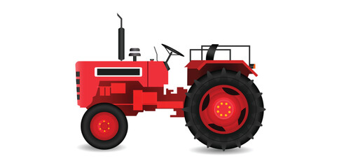 Red tractor for agriculture vehicle of farmer vector illustration © ArtDawn