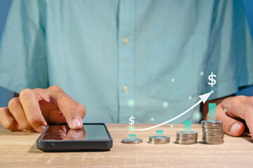 A man using calculator apps to calculate household expenses. Rising household costs concept.