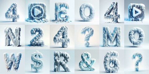 Naklejka premium Ice and Snow Lettering Typeface. AI generated illustration