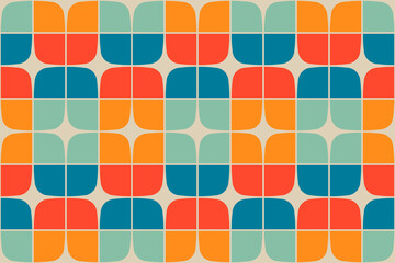 Geometric mid century modern style seamless pattern. vector background print.