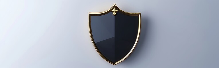 3d rendering of a golden shield on a white background, security concept