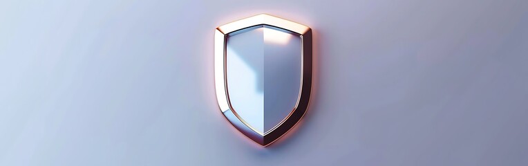 3d rendering of a golden shield on a white background, security concept