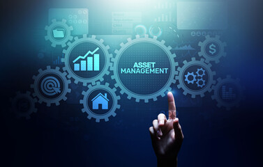 Asset management Business technology internet concept button on virtual screen.