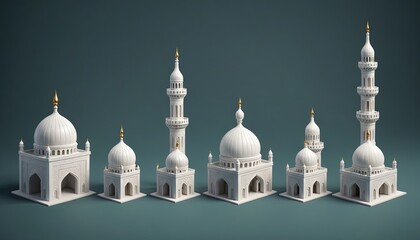 Obraz premium icon set building mosque