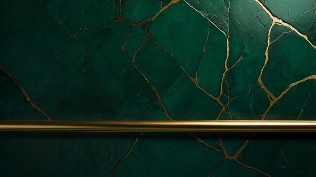 Gold lines in green background