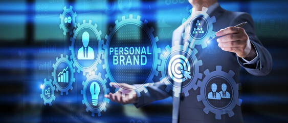 Personal branding development marketing concept on virtual screen.
