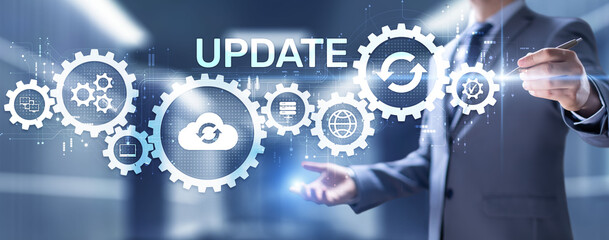 Update software system upgrade download new version internet technology concept.