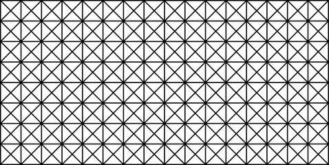 Geometric seamless background with lines, squares, triangles, rhombuses. Black and white abstract pattern.