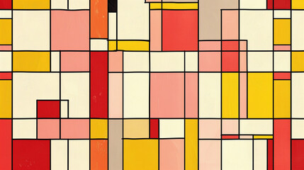 Light red & yellow De Stijl Seamless Pattern