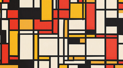 Light red & yellow De Stijl Seamless Pattern