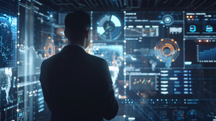 person in front of a AI Chart screen