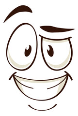 Funny comic face. Cartoon grinning positive emotion