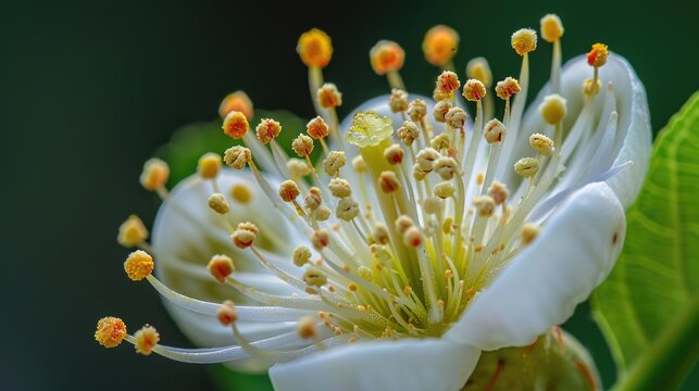 Macro shot of Psidium guajava guava blossom