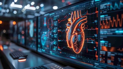Naklejka premium Future Healthcare Devices: Illustrate a range of futuristic healthcare devices, such as wearable health monitors and portable diagnostic tools, emphasizing innovation in personal health management.
