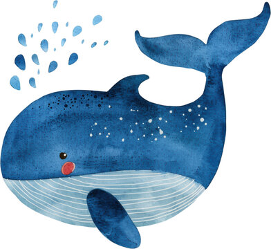 recommend clip art: Adorable watercolor illustration of a blue whale clipart for kids, featuring soft neutral colors, isolate on white background
                    
                    