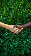 African and American shaking hands 