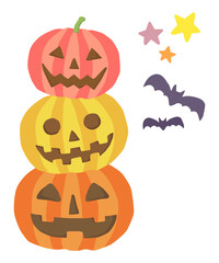 積まれたジャックオランタンのイラスト ベクター素材