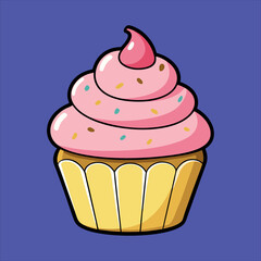 Cute Cupcake Colorful Yummy Vector Illustration